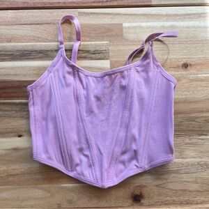 Pink Ribbed Corset Top